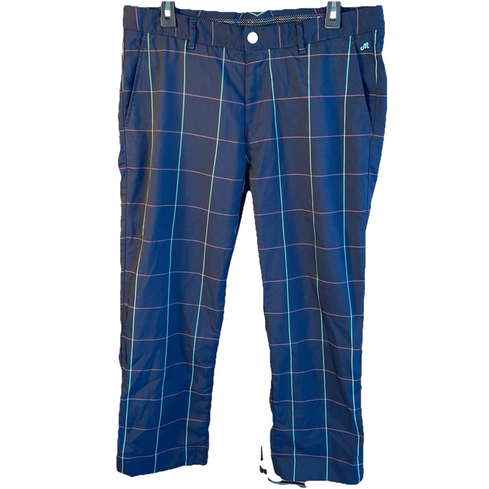 Bonobos Maide Pants Mens 34x30 Blue Windowpane Performance Active Golf Preppy